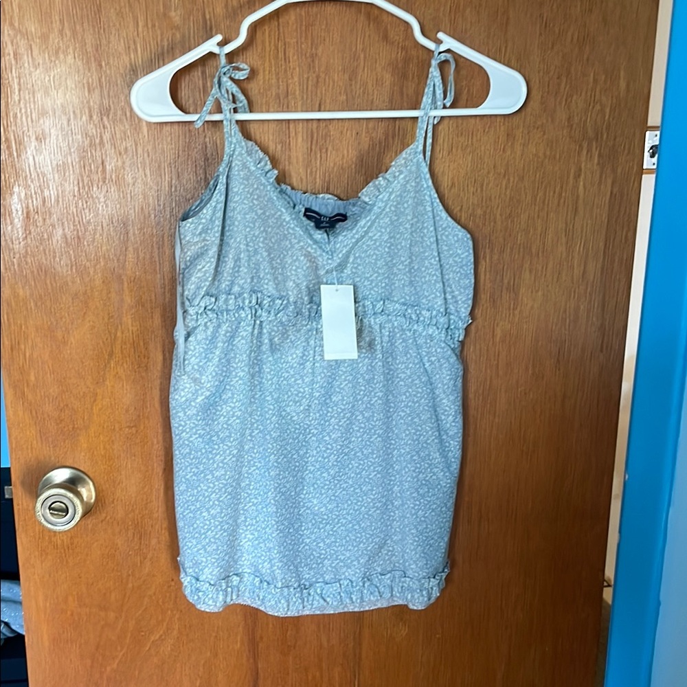 GAP Blue Smocked Tie Front Camisole